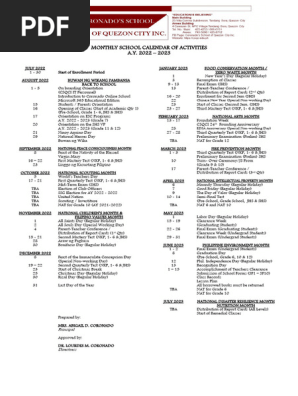 SCHOOL CALENDAR 2022-2023