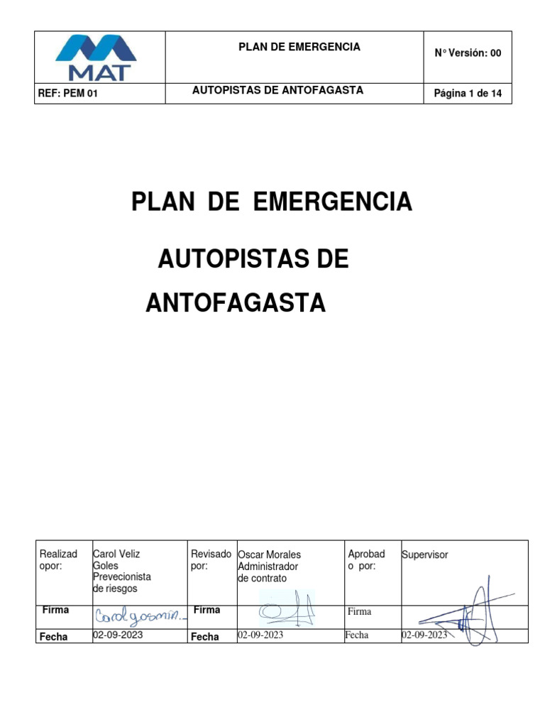 Plan de Emergencia 2023 Autopistas Mat | PDF | Ambulancia | Primeros ...