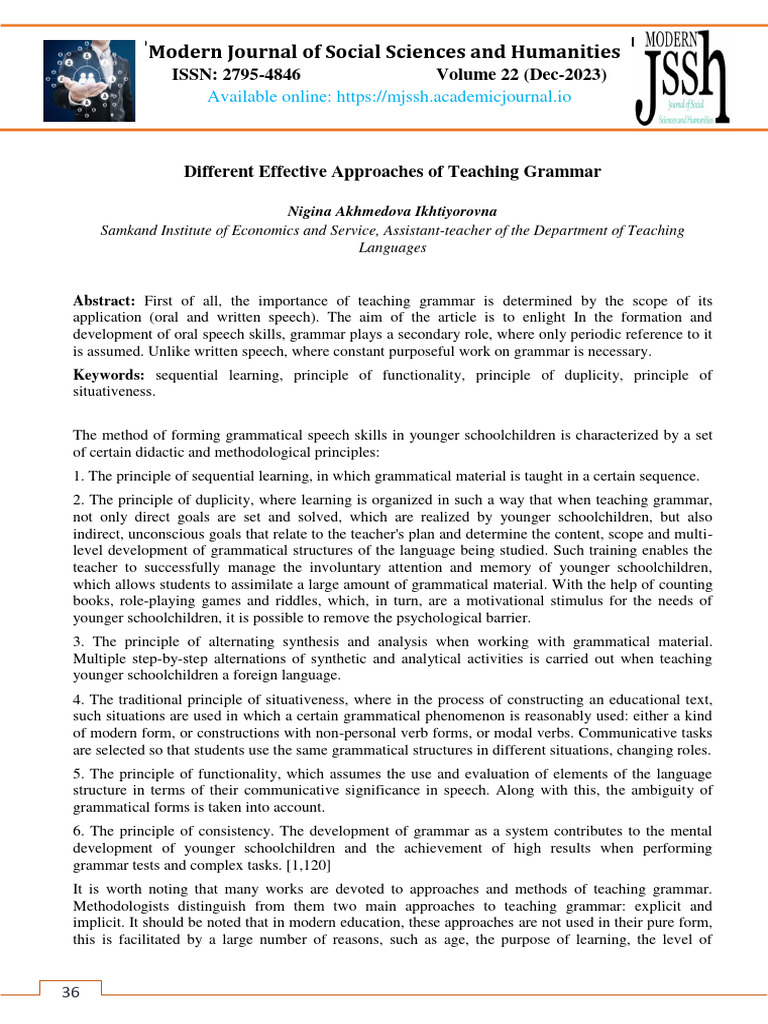 Effective Grammar Teaching Approaches | PDF | Grammar | Learning