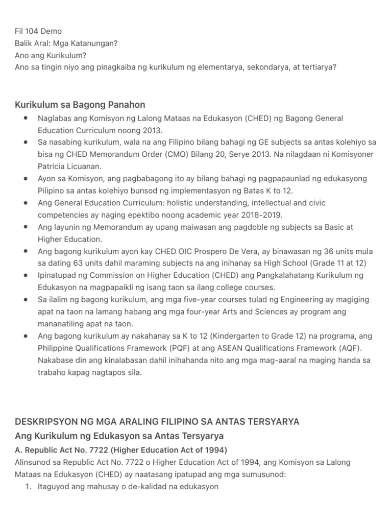 Fil 104 Demo | PDF