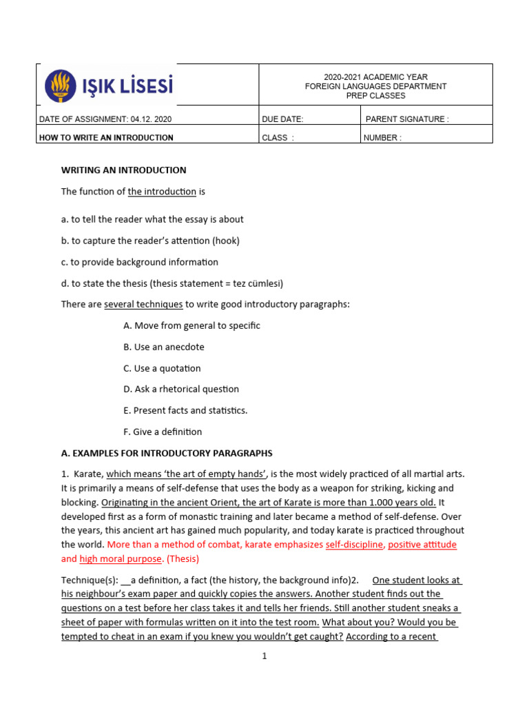 Essay Writing Introduction Pdf Essays Karate