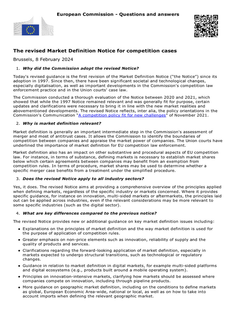 The Revised Market Definition Notice For Competition Cases PDF