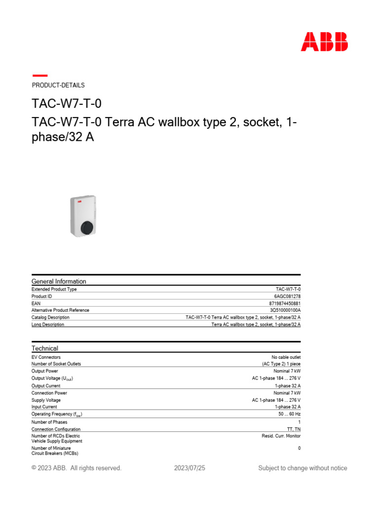 Abb 7.4 KW Ac Type 2 Socket | PDF | Alternating Current | Ac Power ...