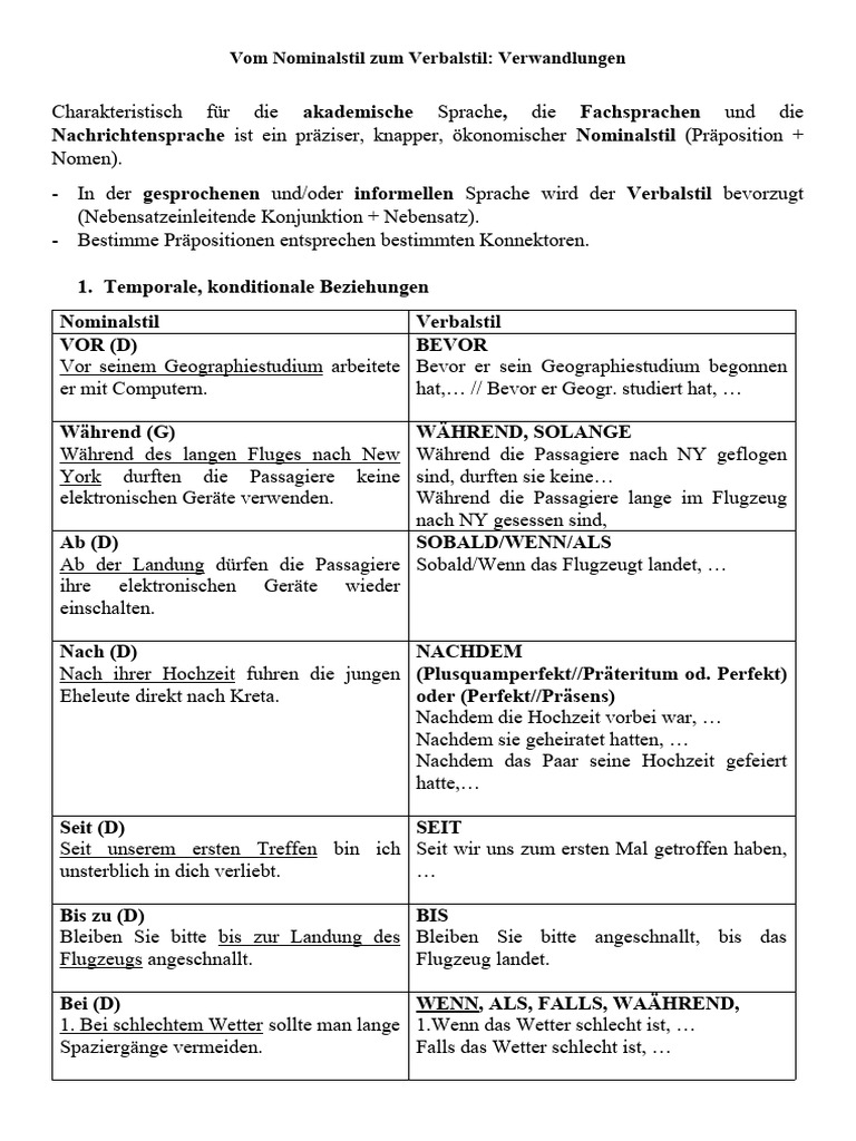 Verbalstil Nominalstil