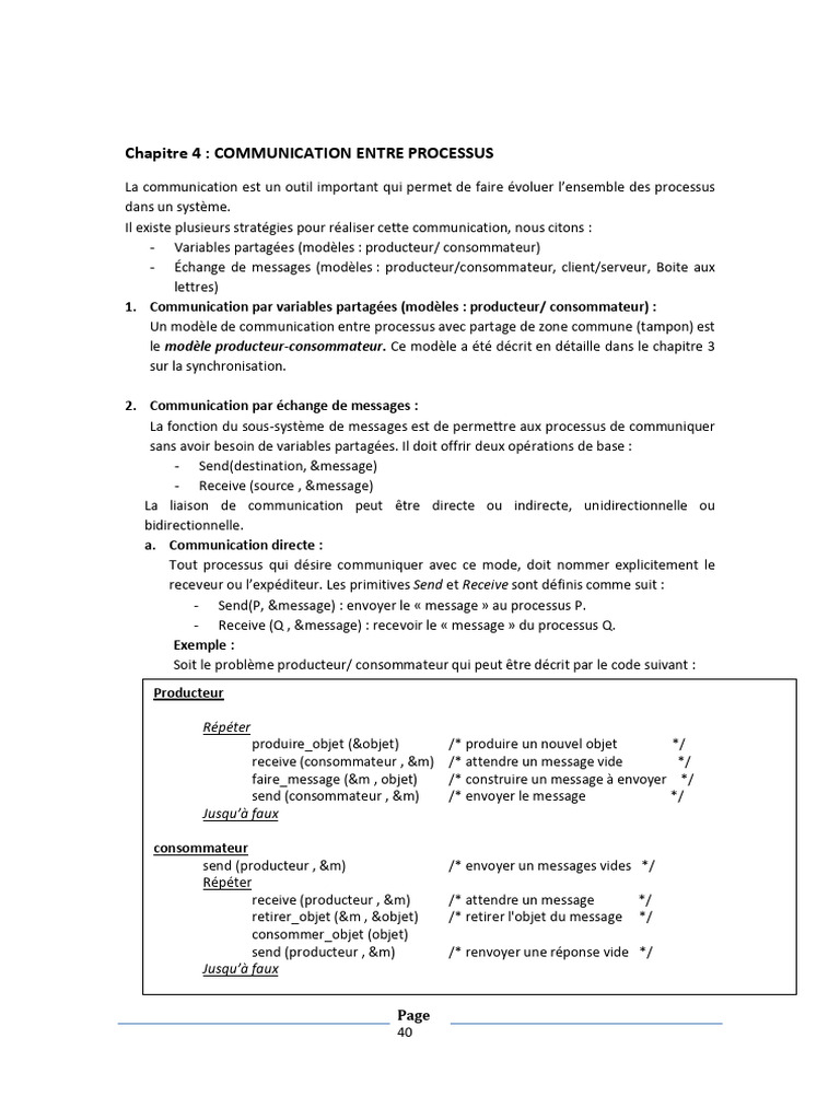Communication entre processus en UNIX | PDF | Concurrence (Informatique ...