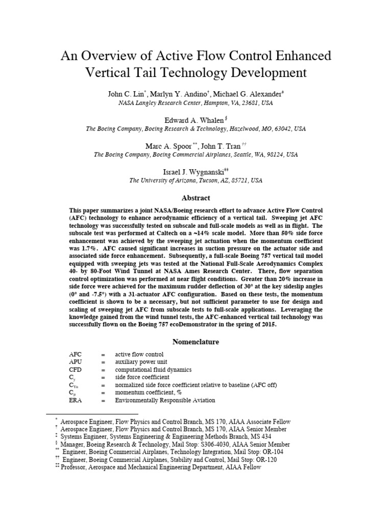 AFC Vertical Tail Technology Development | PDF | Empennage | Wind Tunnel