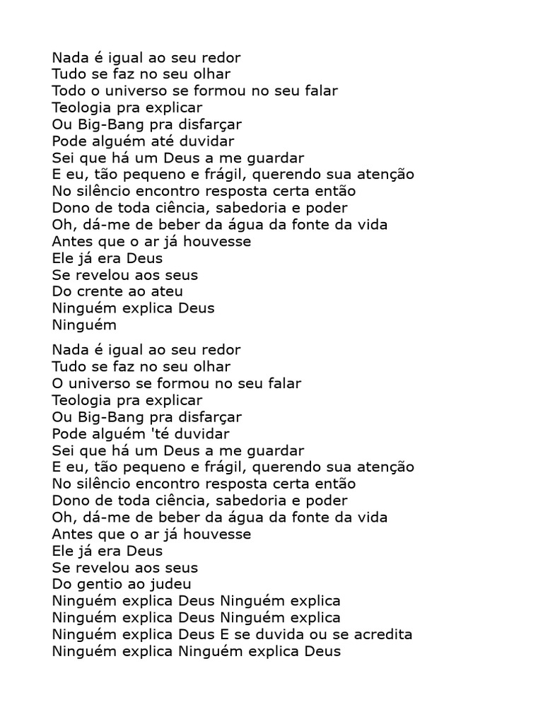 Ninguém Explica Deus: Letra da Música | PDF