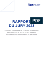 Rapport de Jury Du Concours 2023 Des Élèves Restaurateurs Du Patrimoine - Inp - Médiathèque Numérique