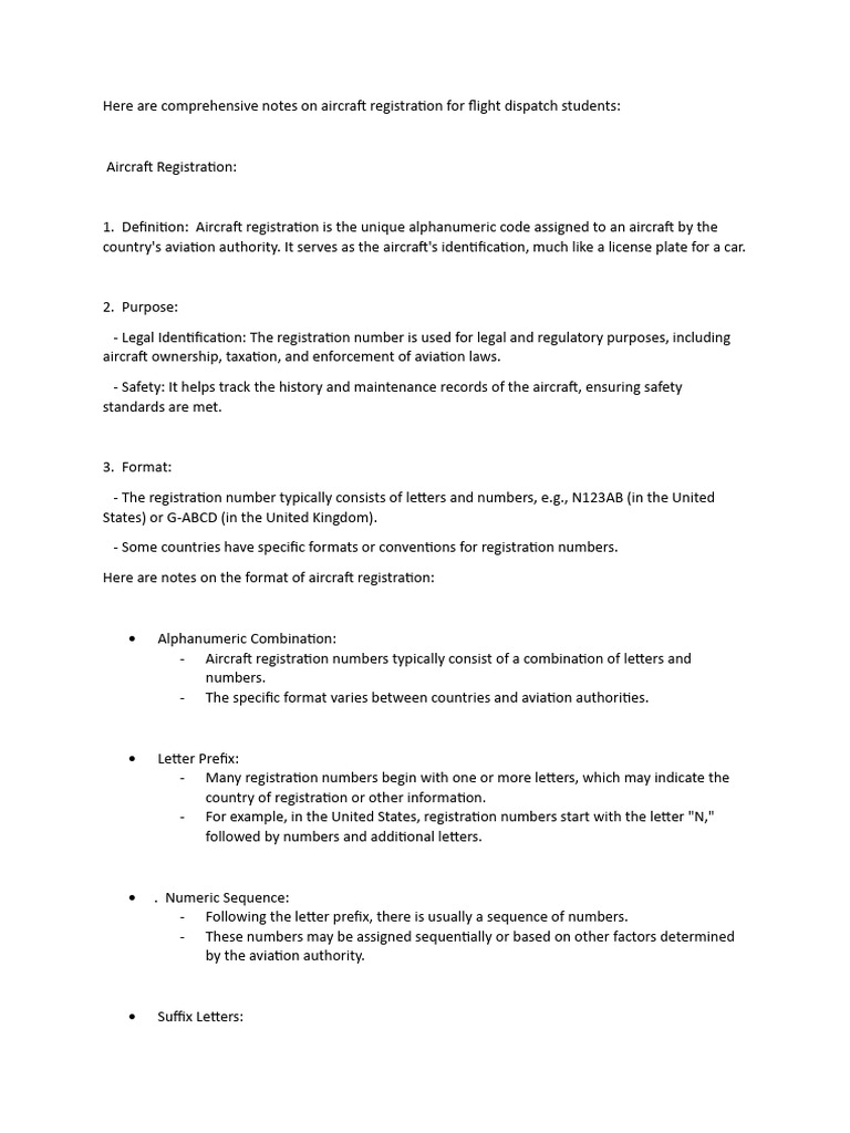Aircraft Registration Overview for Dispatchers | PDF | Transport | Aviation