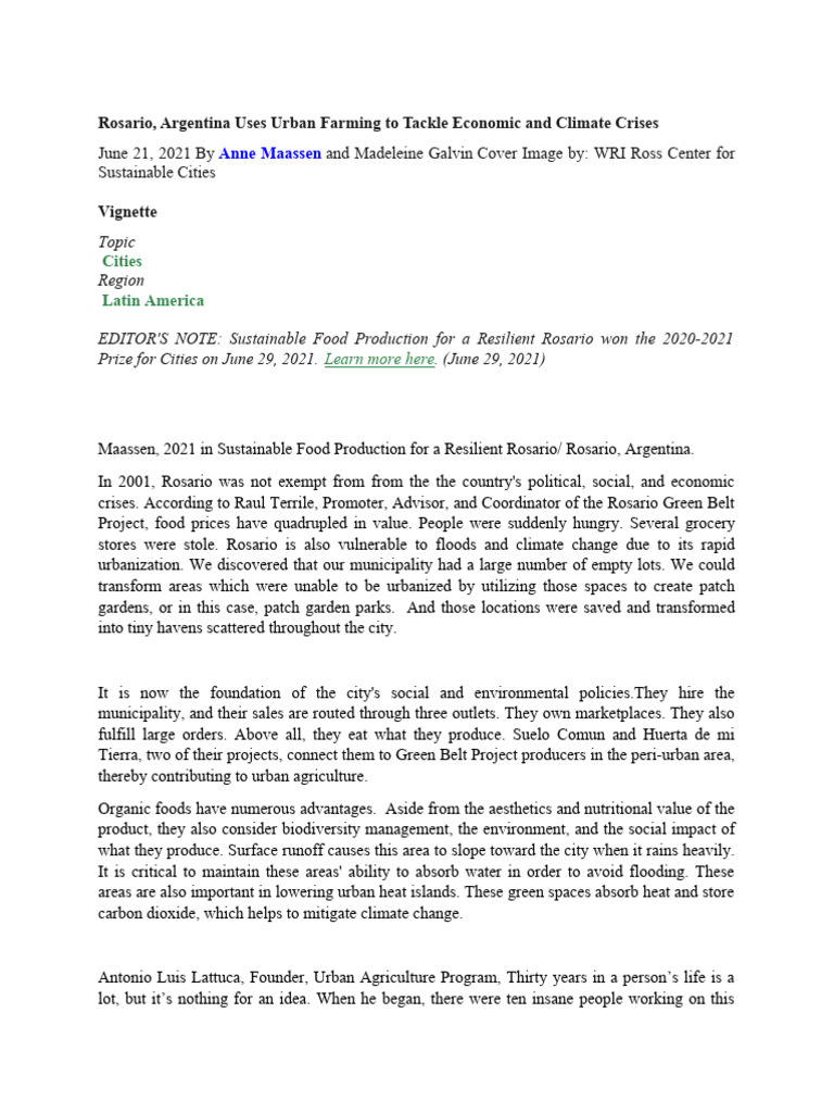 EDITED Sustainable Food Production For A Resilient Rosario PDF