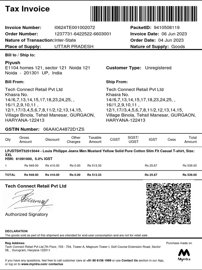 Item invoice download pdf