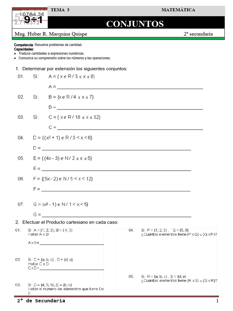 03 Conjuntos Segundo de Secundaria | PDF | Matemáticas