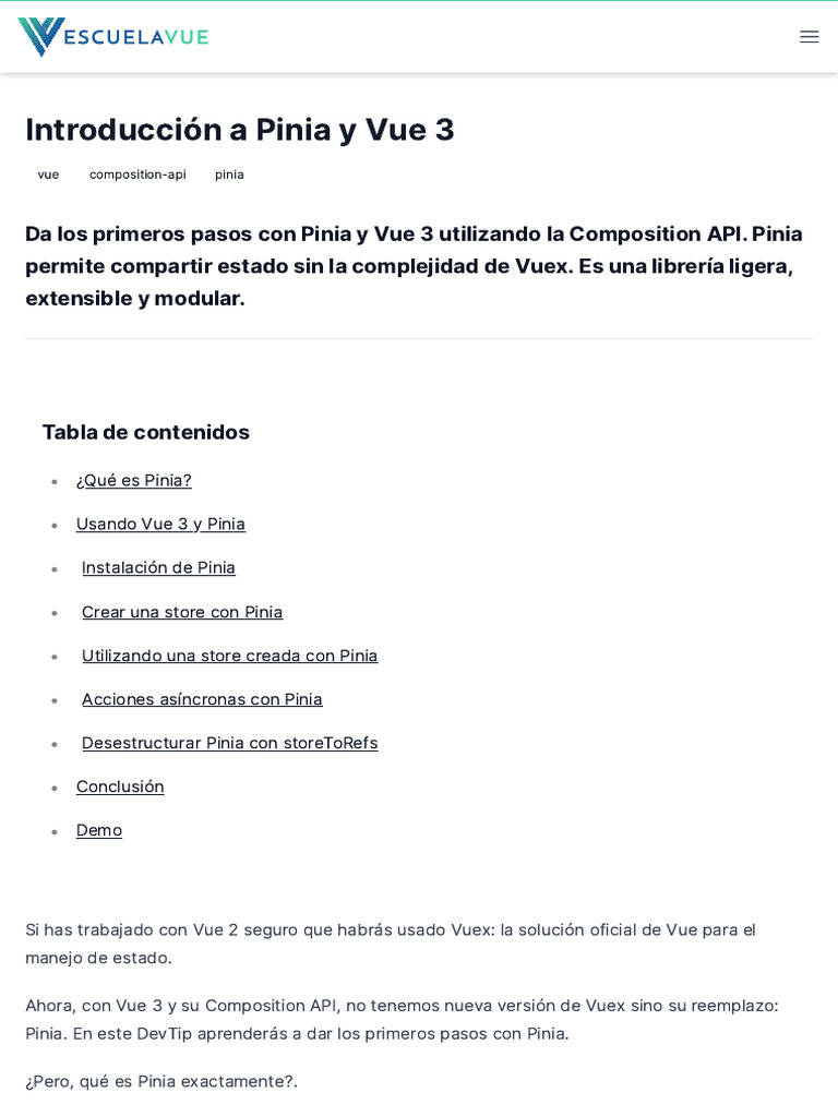 Introducción a Pinia en Vue 3 | PDF | Ciencias de la Computación ...