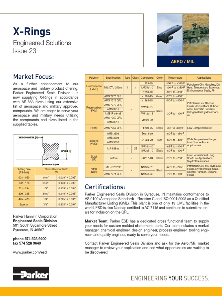 Aerospace X-Rings Specifications Guide | PDF | Silicone | Chemical ...