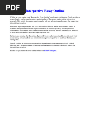 Interpretive Essay Outline