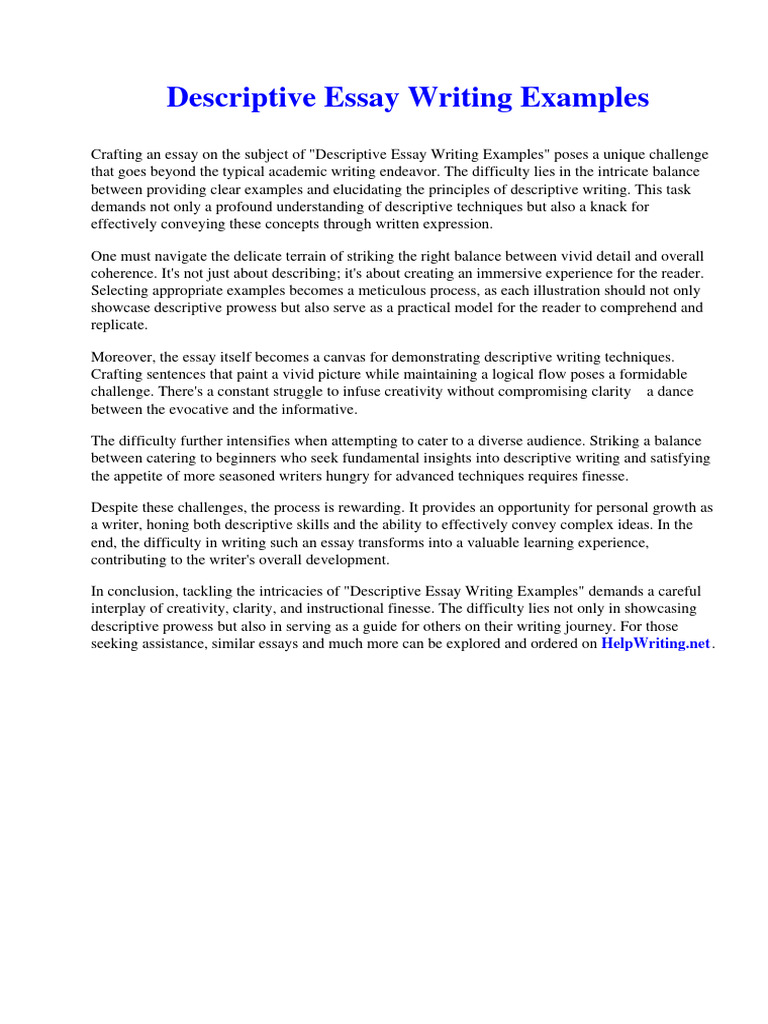 Descriptive Essay Writing Examples | PDF | Physical Therapy | Therapy