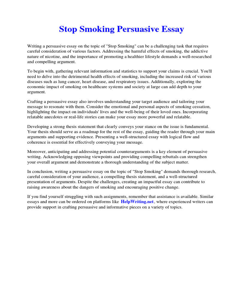 Stop Smoking Persuasive Essay PDF The Prince Niccolò Machiavelli