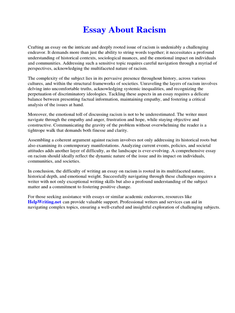 Essay About Racism | PDF | Lesson Plan | Essays