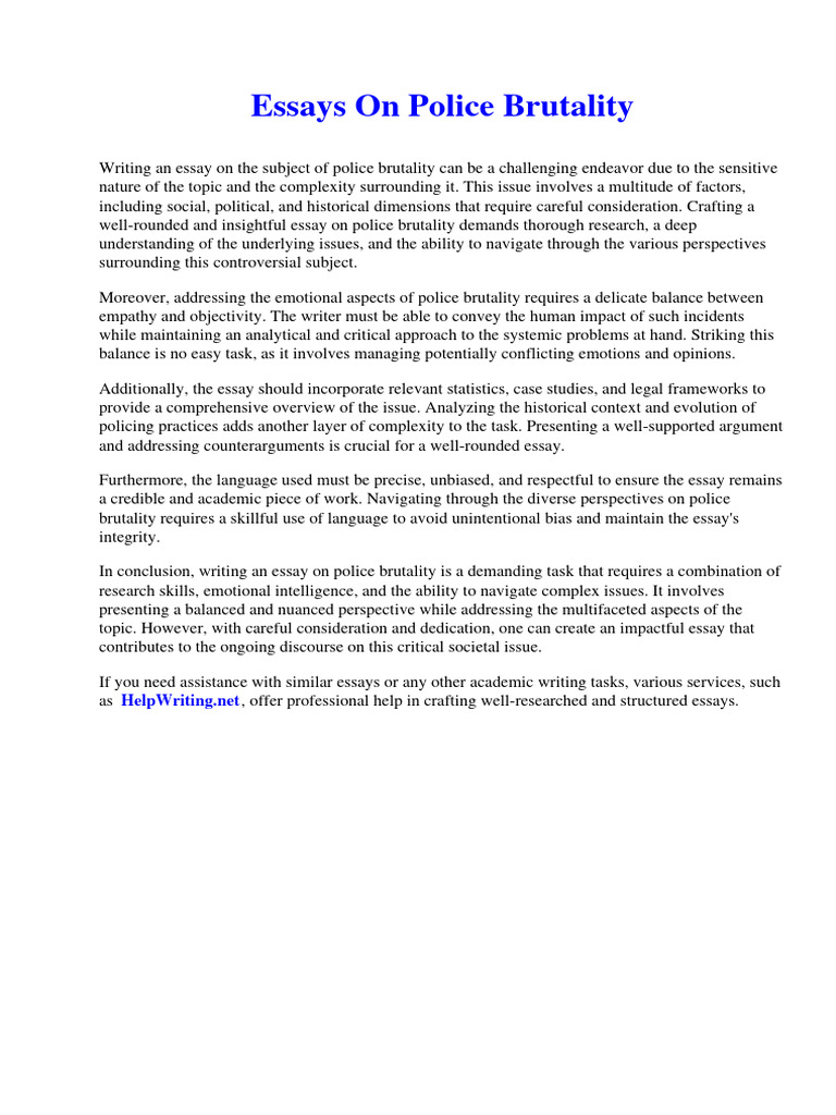 Police Brutality Essay Writing Guide | PDF | Liver | Bile