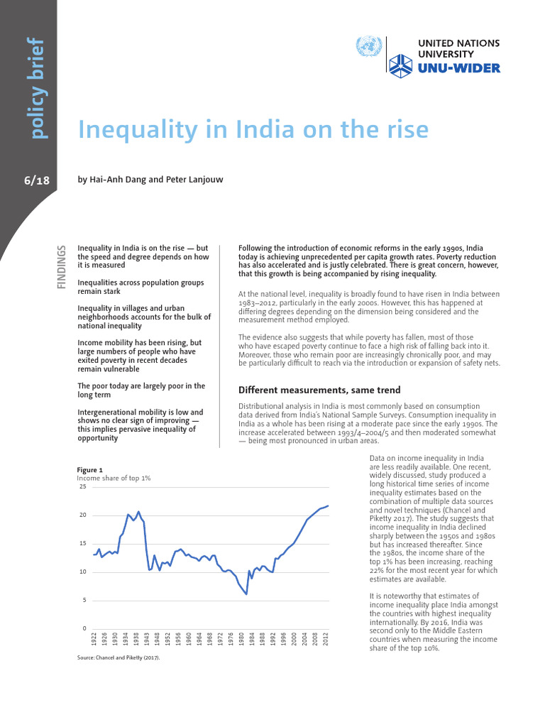 PB 2018 6 Inequality in India On The Rise | PDF | Economic Inequality ...