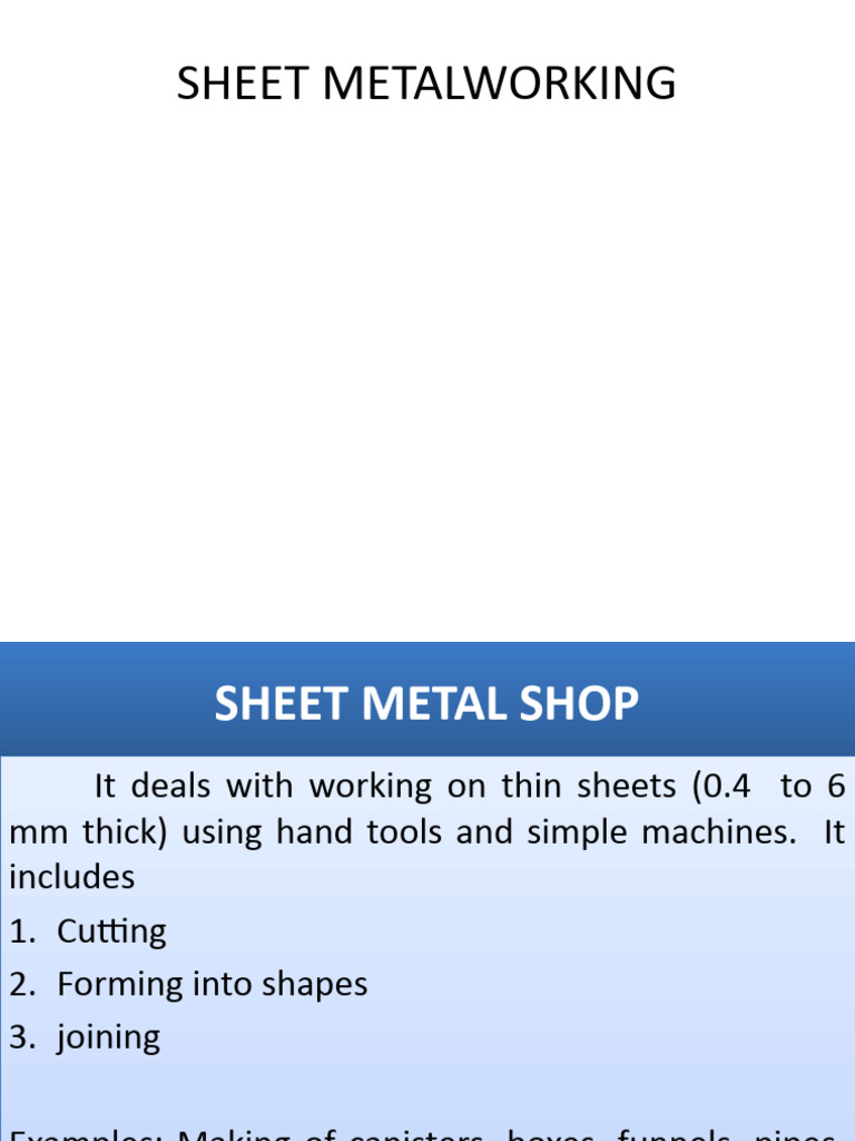 Sheet Metal Shop Pdf Sheet Metal Cookware And Bakeware