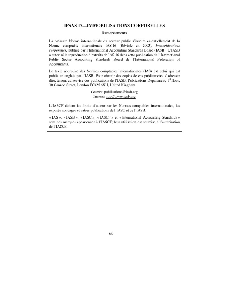 IPSAS 17 : Immobilisations Corporelles | PDF | Comptabilité ...