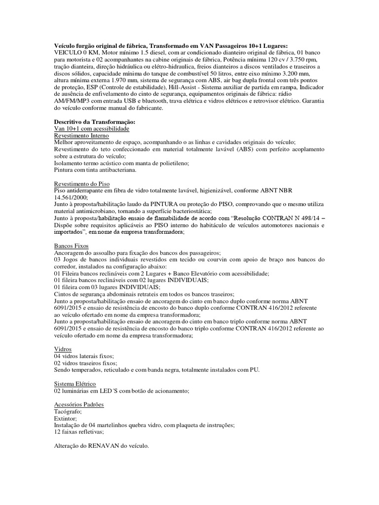 Transformação de Furgão em Van Acessível | PDF | Freios ABS | Veículos