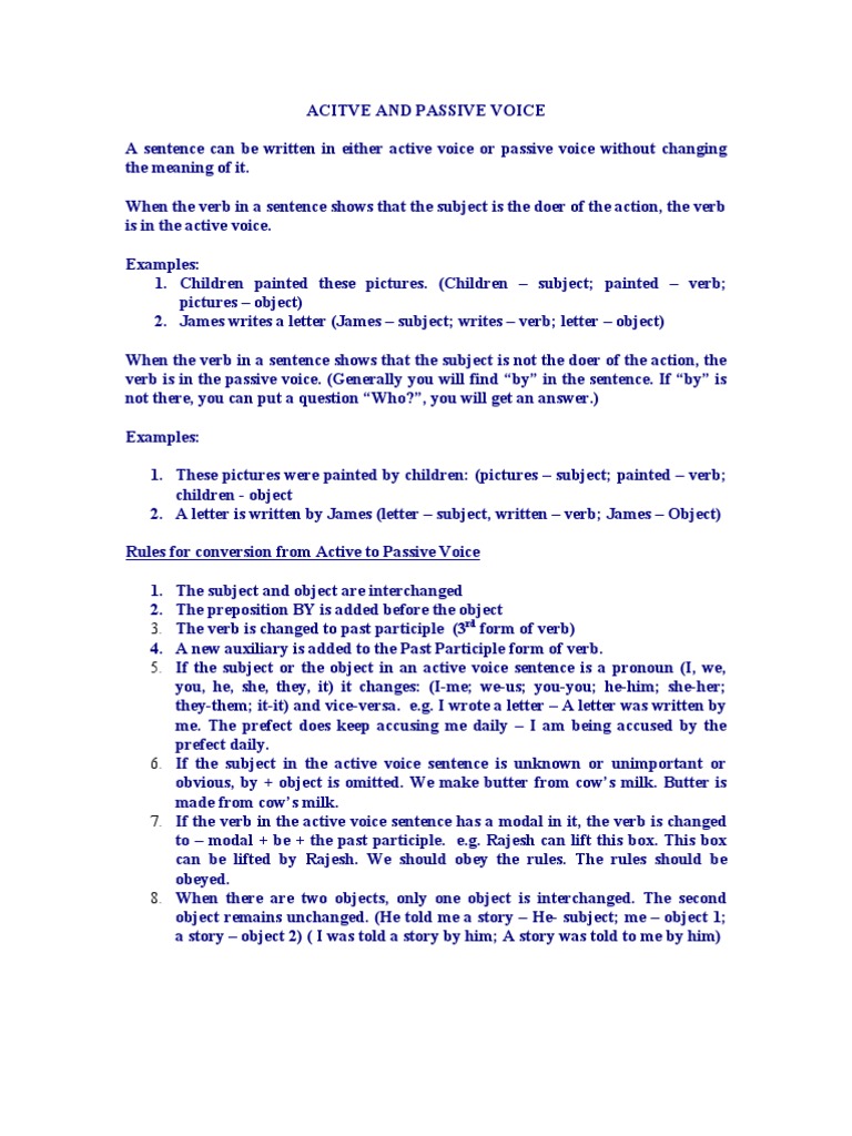 Acitve and Passive Voice | PDF | Language Arts & Discipline | Self ...
