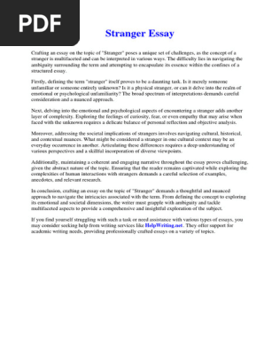 Stranger Essay