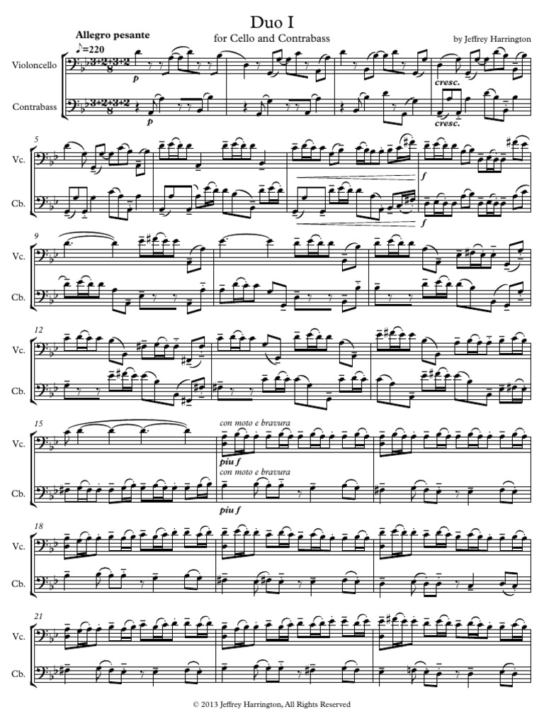 Duo For Cello and Contrabass Score | PDF
