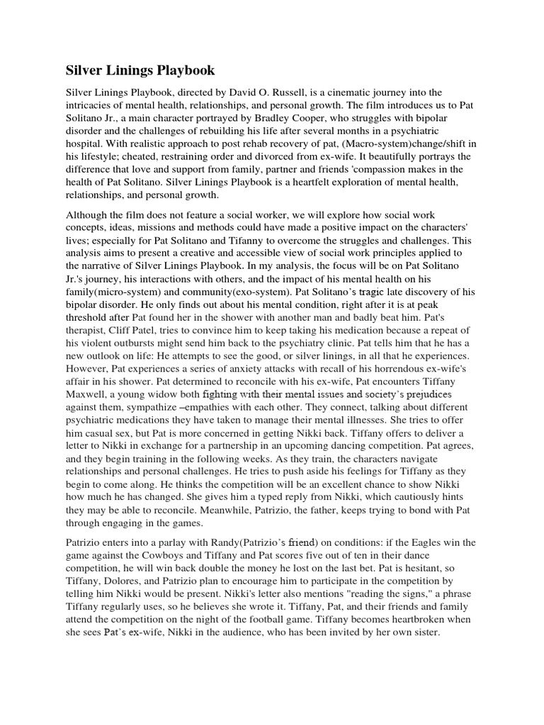 Pat Solitano's Journey in Silver Linings | PDF | Social Work | Mental ...