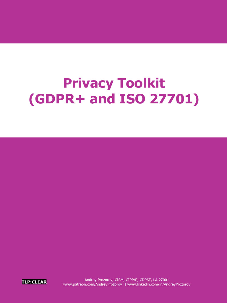 GDPR+ and ISO 27701 Privacy Toolkit | PDF | Privacy | Information Security