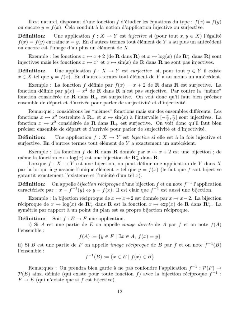 Injectivité, surjectivité et bijectivité des fonctions | PDF | Fonction ...