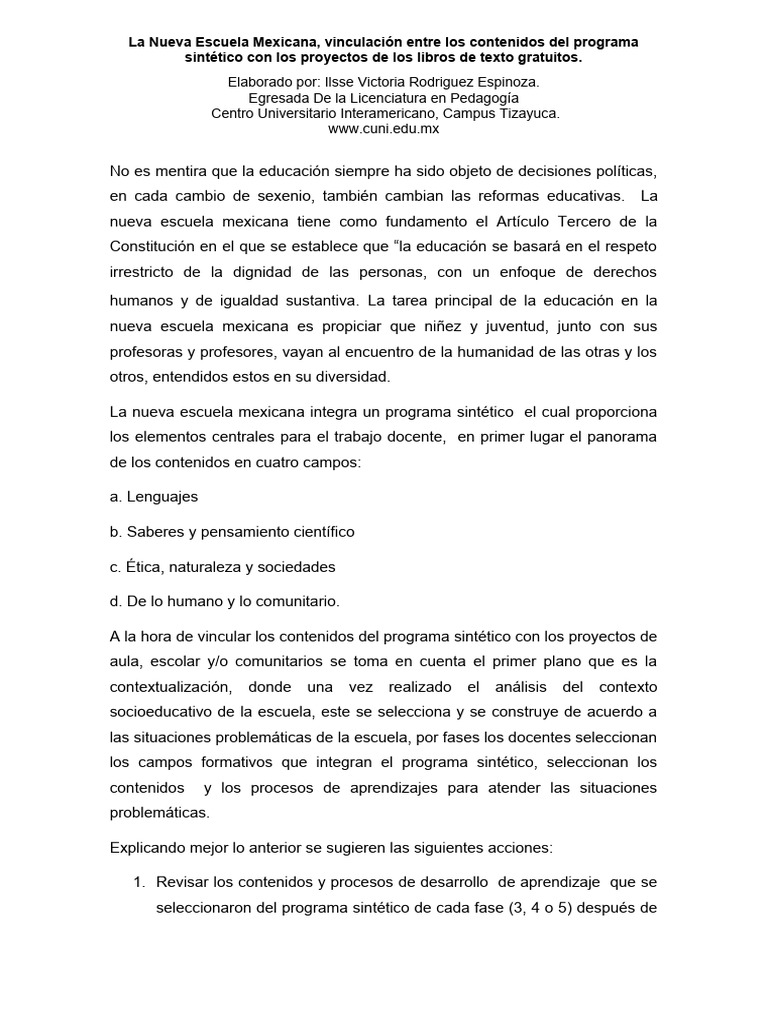 La Nueva Escuela Mexicana Pdf Salón De Clases Enseñando