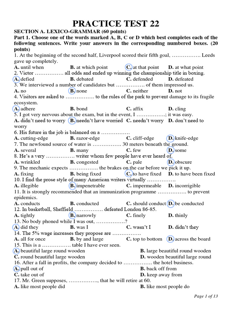 Practice 22 | PDF