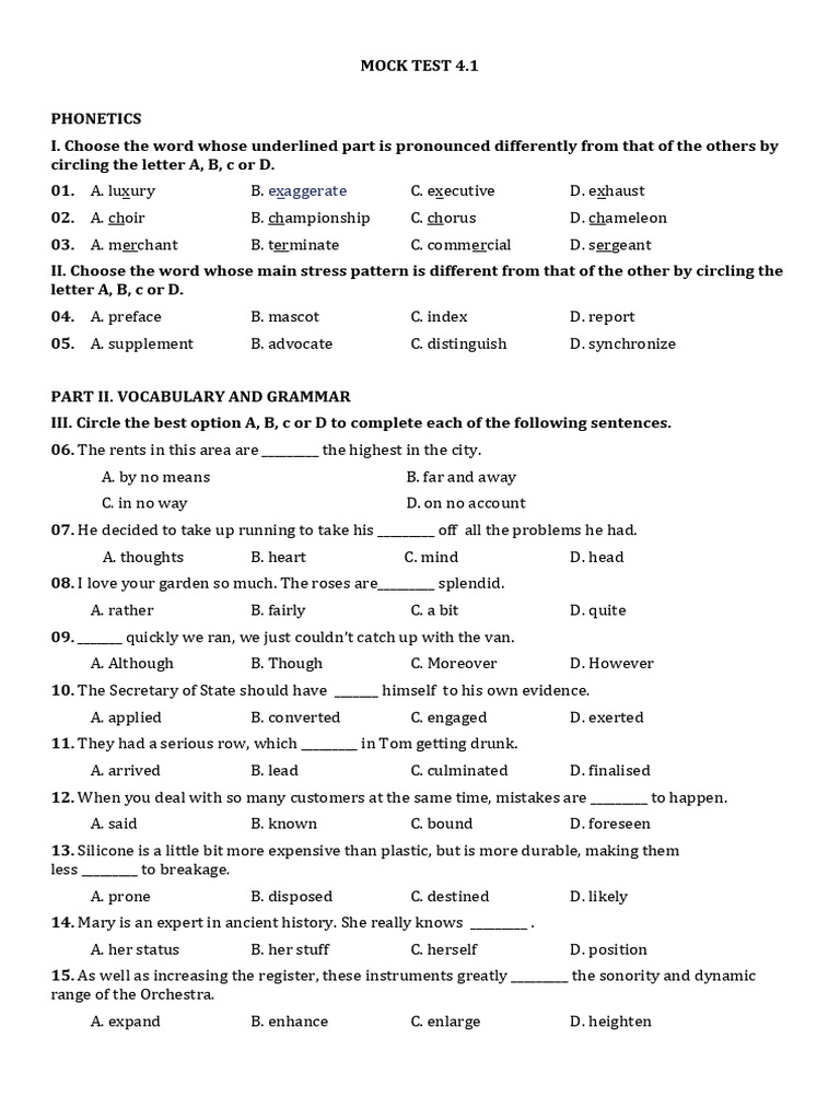Phonetics and Vocabulary Practice Test | PDF | Overfishing | Endangered ...