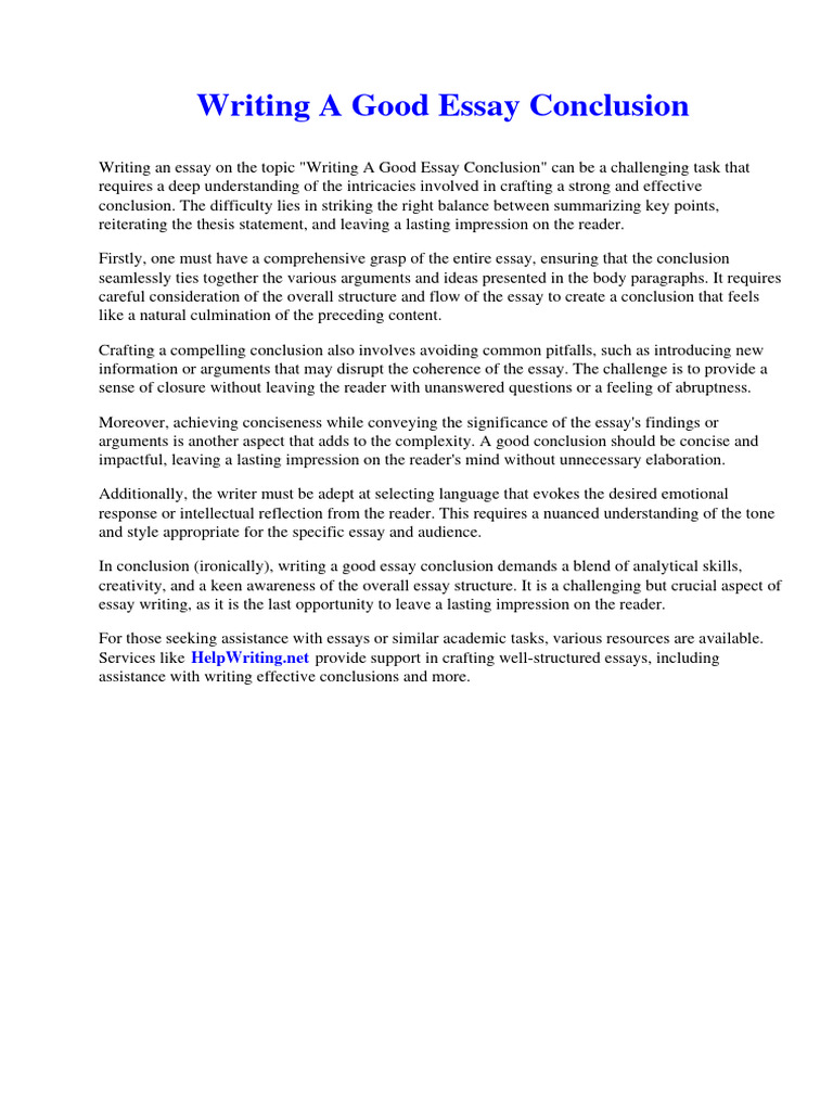 Writing A Good Essay Conclusion | PDF | Justification (Theology