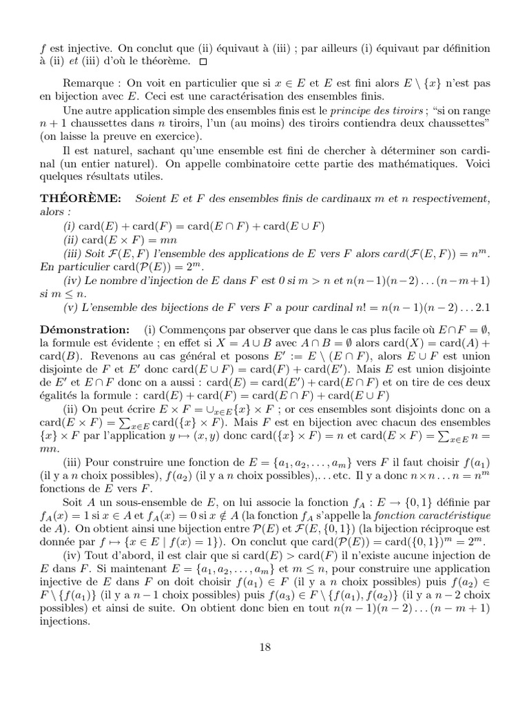 Propriétés des ensembles finis et cardinalité | PDF | Analyse ...