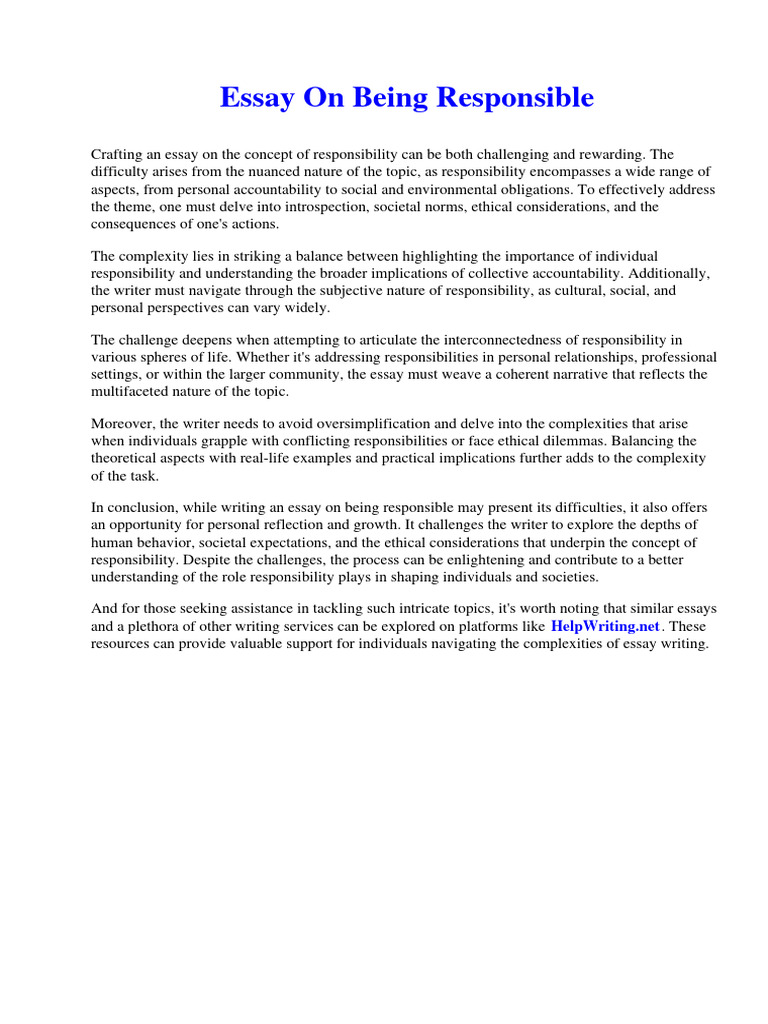 Responsibility Essay Writing Guide | PDF | Everglades | Wetland