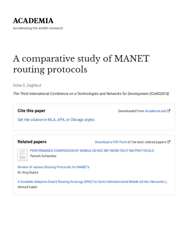 Comparative Analysis of MANET Protocols | PDF | Routing | Wireless Ad ...