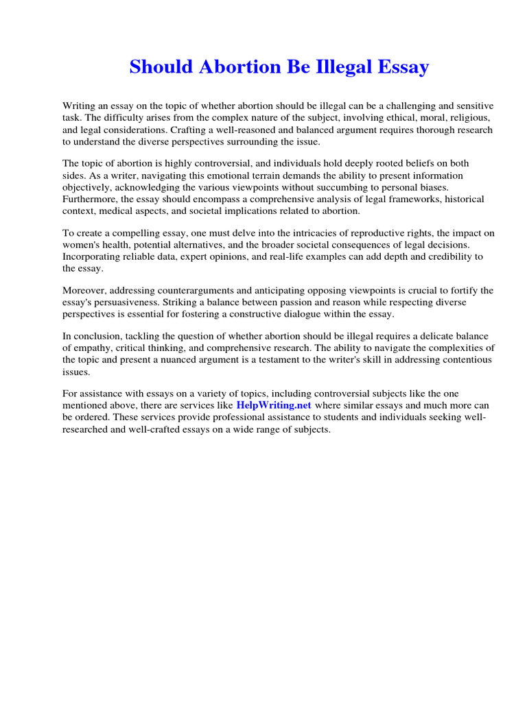 Should Abortion Be Illegal Essay | PDF | Cloning | Stem Cell