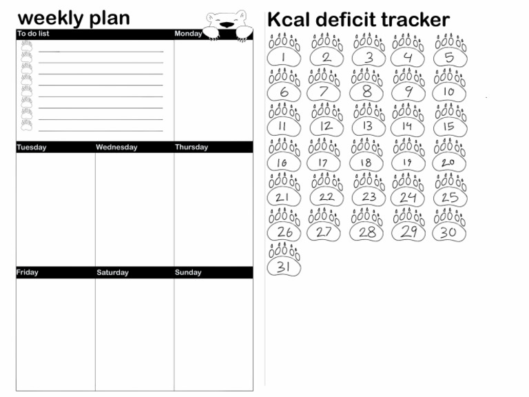 Bear Week Planner (With Kcal Def Tracker) | PDF