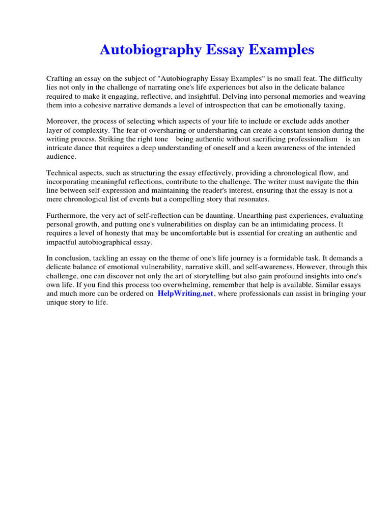Autobiography Essay Examples | PDF | Poetry | Psychology