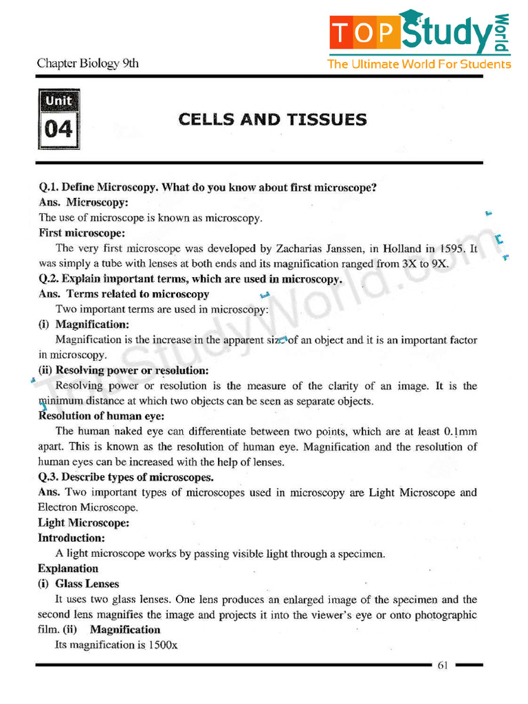 Chapter 4 Cell and Tissues | PDF