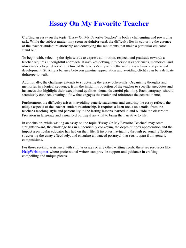 Essay On My Favorite Teacher Pdf Containment Essays