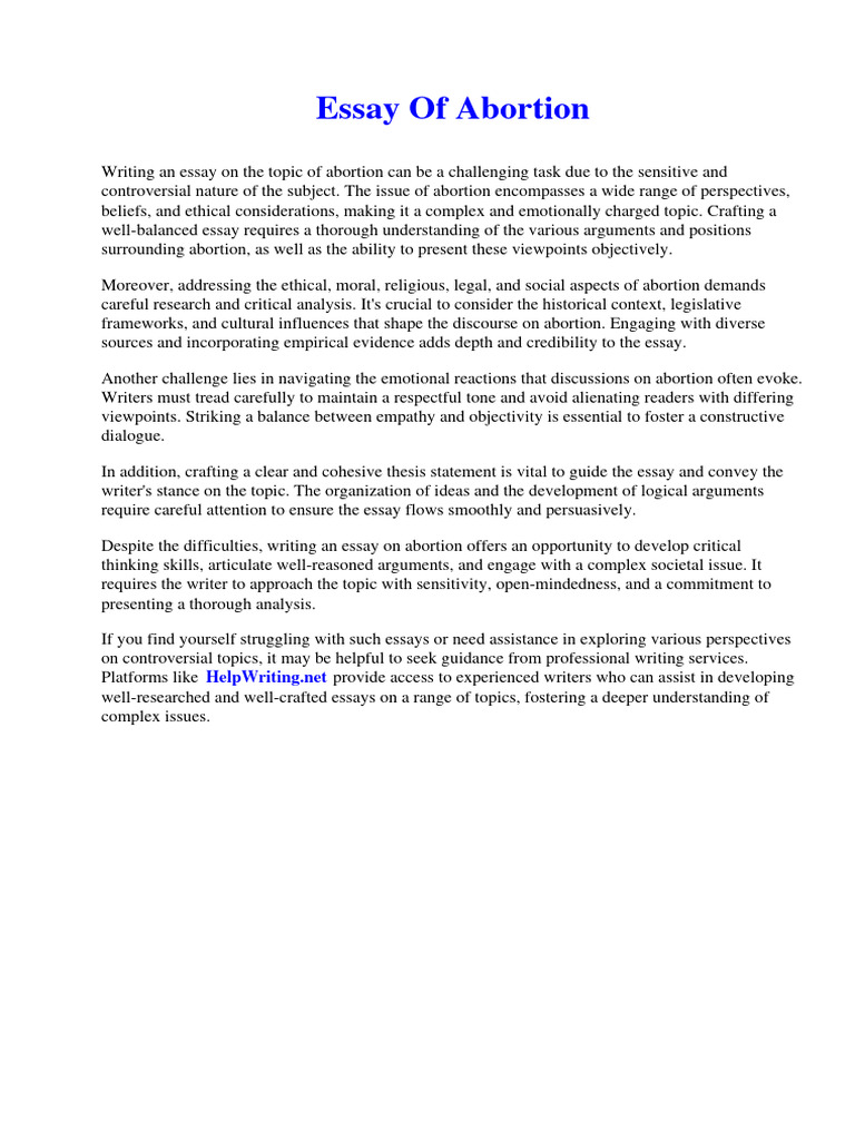 Essay of Abortion | PDF