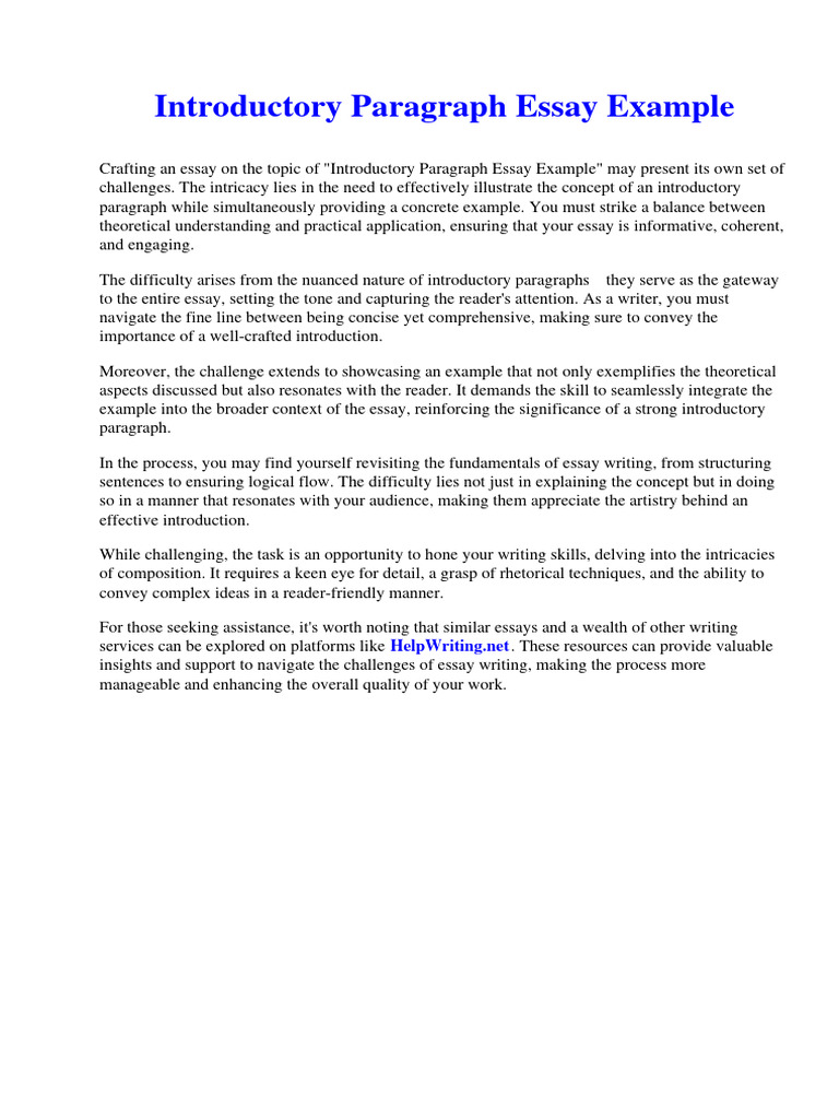 Introductory Paragraph Essay Example | PDF | Diet (Nutrition) | Diet