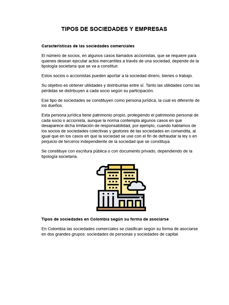 Tipos de Sociedades y Empresas | PDF | Finanzas y dinero