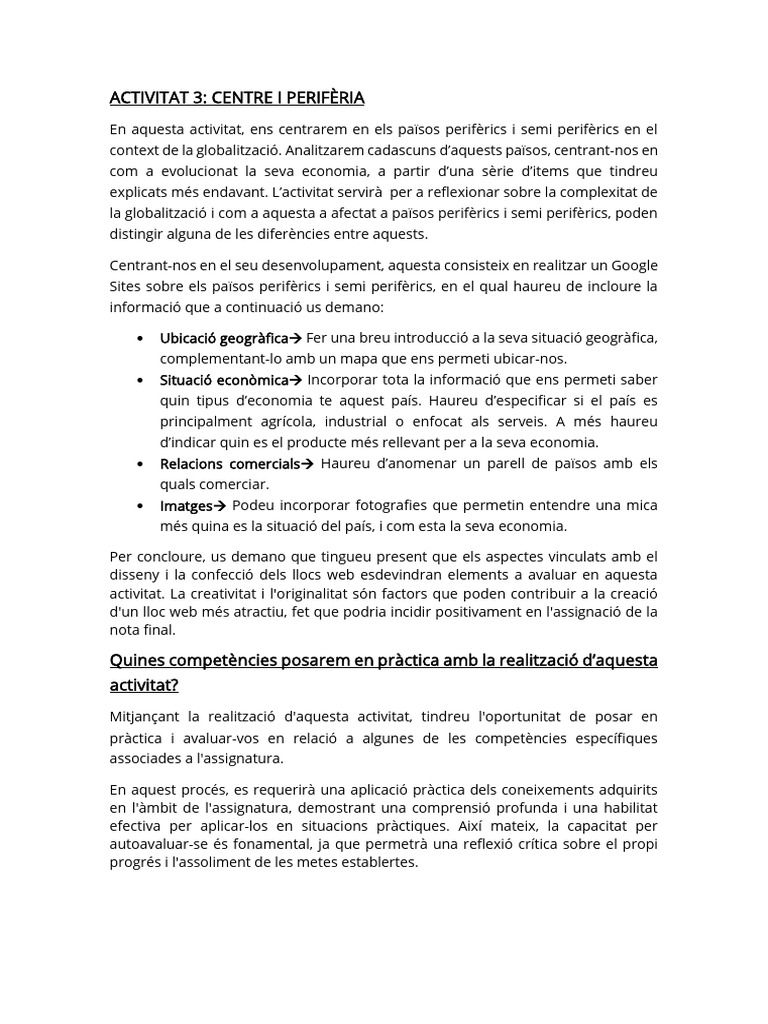 Activitat 3 Centre I Periferia | PDF