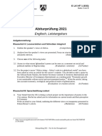 Abiturprüfung 2021: Englisch, Leistungskurs